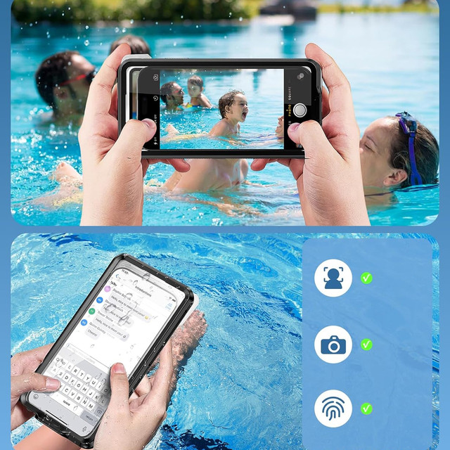 Etui wodoodporne wodoszczelne IPX68 uniwersalne na telefon do 6.9 cala Case futerał do wody + Smyczka Alogy Czarne
