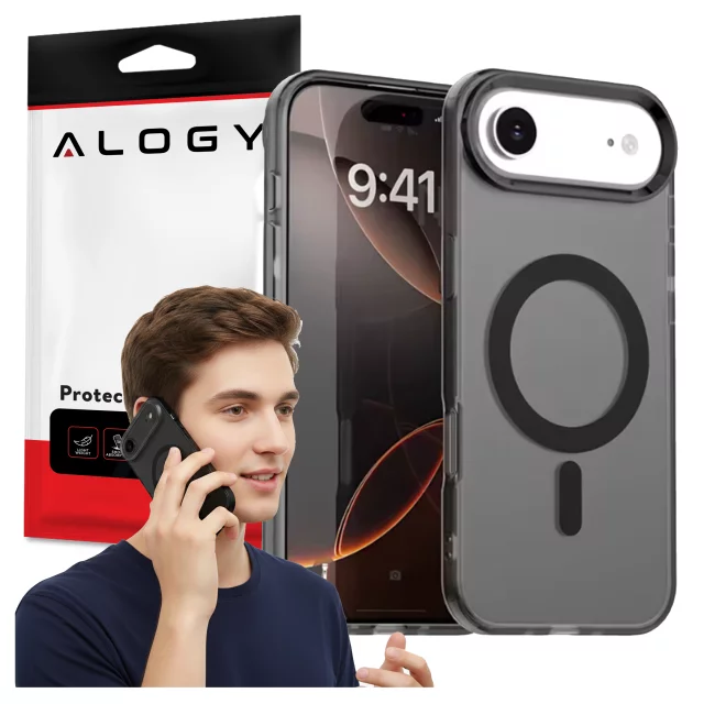 Etui do Apple iPhone 17 Air – matowa obudowa do MagSafe z ochroną obiektywu, smukłe i odporne na zarysowania, idealne dopasowanie – Alogy Skinny MatteCase™ Czarne + 2x szkło hartowane