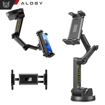 Car holder for tablet, phone 10.1" for truck bus lorry excavator car Long 43cm for windshield cockpit Alogy Black