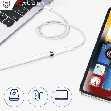 Adapter Alogy Pencil Charger do rysika USB-C Lightning do Apple Pen umożliwiający ładowanie kablem Biały