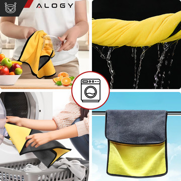 3x Cloth polishing cloth for screens microfiber 30x40 cm Double-sided velour towel for washing screens drying the car Alogy