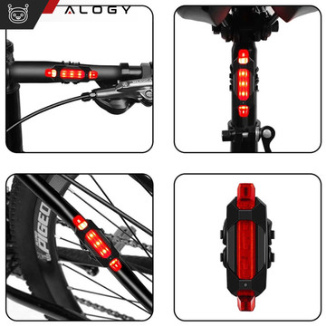 Bike Light Front Rear LED Front Rear Bike Light Lighting Waterproof IPX4 USB Bike Light Kit Alogy