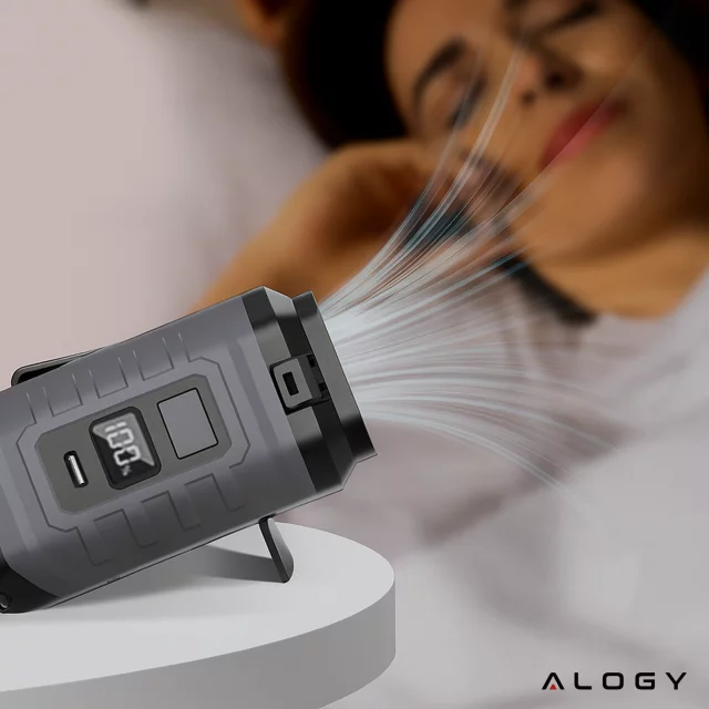 Stolní ventilátor stojící ventilátor malé oběhové čerpadlo s klipem bezdrátové ruční 500mAh USB-C Alogy White