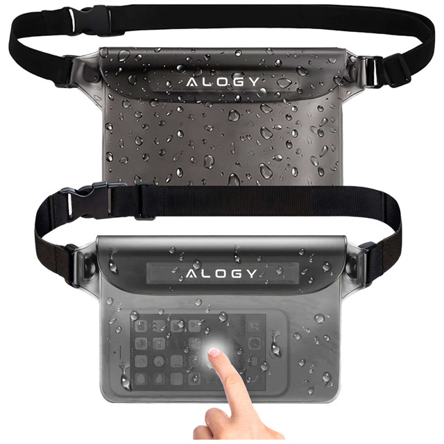 2x Waterproof case waist bag pouch phone case water resistant 21.5x23.5cm Alogy Waterproof Black