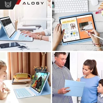 Alogy Tastaturhülle mit Stifthalter, kabellose Tastatur für Apple iPad 11 (2025) / iPad 10.9 (2022), Blau