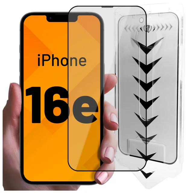 Gehärtetes Glas für Apple iPhone 16e Displayschutzfolie 9H Alogy EasyShield™️ mit Montagerahmen
