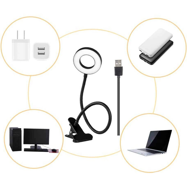 Lampe flexibler Ring Lampe Alogy Clipring für Schreibtisch flexible Universalfernbedienung USB Schwarz