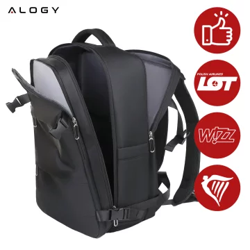 Pánský dámský cestovní batoh na notebook do kufru Zavazadla do letadla Práce do školy 45x30x20cm Alogy Unisex Černá