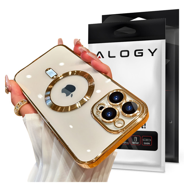 MagSafe Case for Apple iPhone 14 Pro Alogy Glamor Luxury Ring housing Gold-transparent