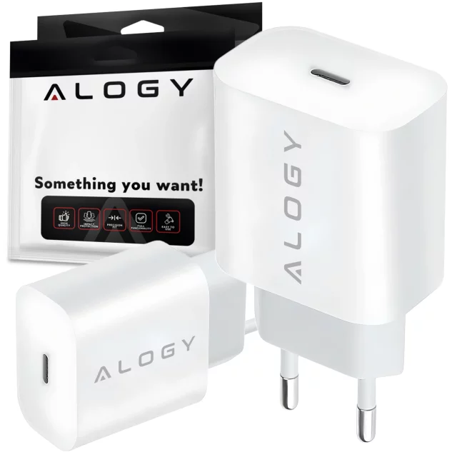 Rychlá 30W USB-C nástěnná nabíječka USB typ C GaN PD pro iPhone Alogy kostka Bílá
