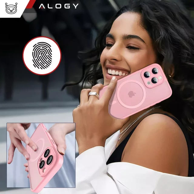 3w1 Zestaw Etui Hybrydowe + Szkło do Apple iPhone 16 Pro Max obudowa ochronna Hybrydowe MagSafe z ochroną obiektywu case + 2x Szkło hartowane ochronne na telefon Alogy 3in1 Case Pack Różowe