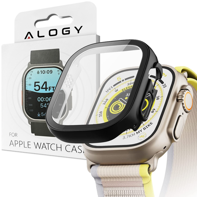 Alogy Protector Case mit Glas 2in1 Case Cover für Apple Watch Ultra 49mm Schwarz