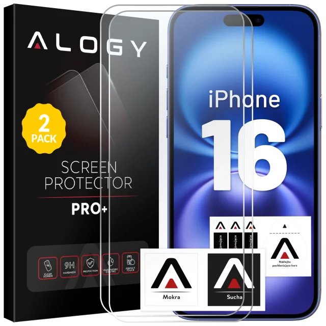 2x Tempered Glass for Apple iPhone 16 Screen Protector 9H Alogy Heavy Pro ™️ [2pcs]
