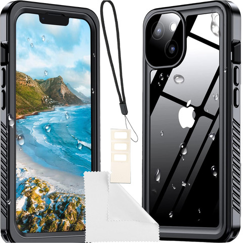 Case for iPhone 14 Waterproof Armored 360 Case Hybrid Camera Lens Protection IP68 Waterproof Black