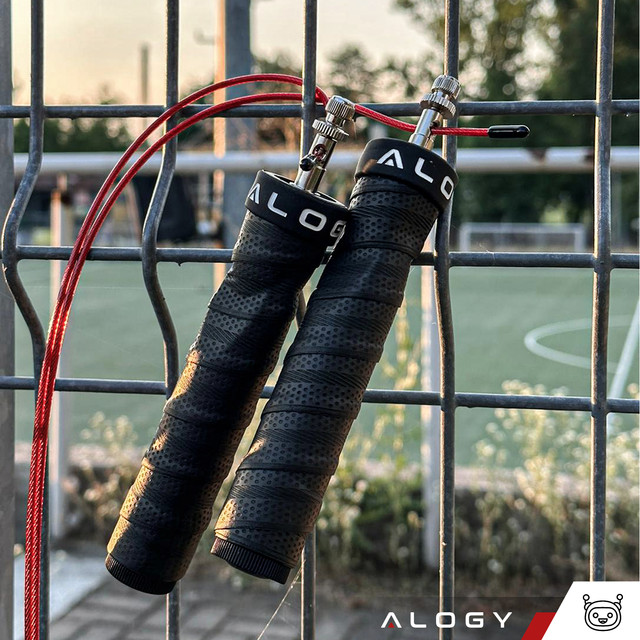 Nastavitelné boxerské lano Crossfit Fitness Alogy Sport s vyměnitelnými články 300cm ložiska pohodlné černé