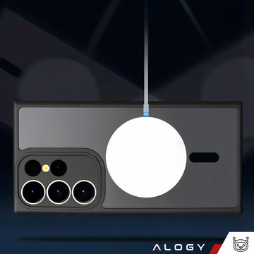 MagSafe Alogy Ring Mag Clear Case pro Samsung Galaxy S23 Ultra Qi Chargers Black