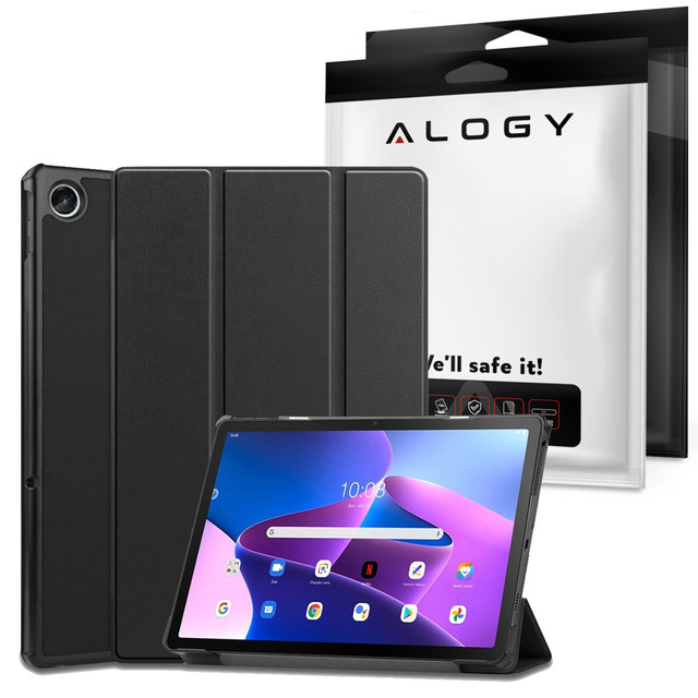 Alogy Book Cover Case for Lenovo M10 Plus 10.6" TB-125F / TB-128F Black Glass