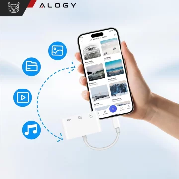Alogy SD TF USB Card Reader Adapter with USB-C Connector for Apple iPhone iPad White