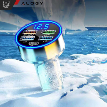 Autoladegerät 4x USB QC 3.0 USB C PD 20W LED schnell leistungsstark 250W für Alogy Autotelefon schwarz
