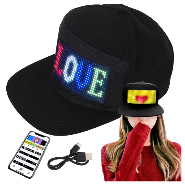 Czapka z daszkiem z oświetleniem LED RGB Piksele bluetooth Alogy PixelCap™ led telefon komórkowy sterowana aplikacją pixel Czarna