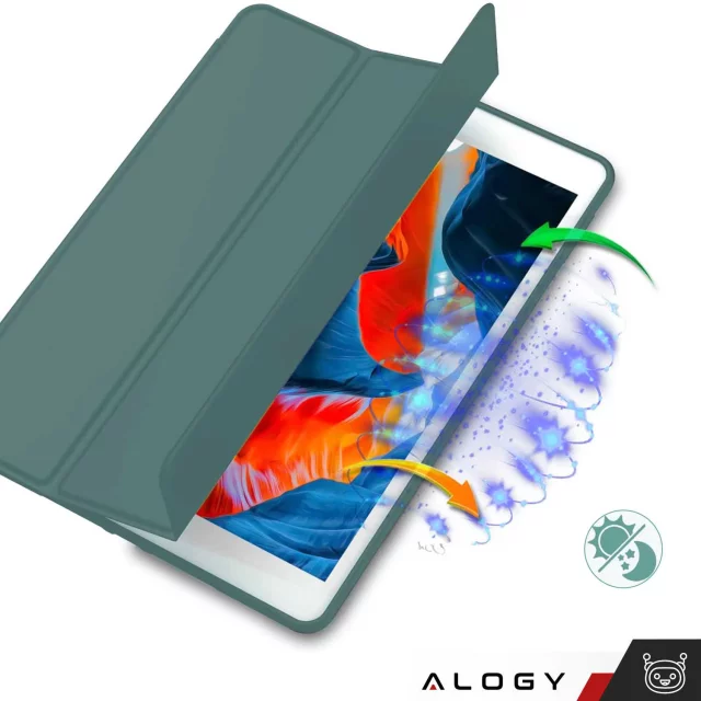 Etui do Apple iPad 10.2" 9/8/7 Gen (2021/2020/2019), Ochronne Smart Case z Klapką i Podstawką, Odporne TPU, Wzmocnione Narożniki, Alogy BookGuard™ – Zielone