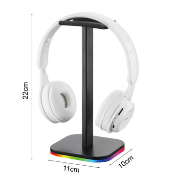 Stojak na słuchawki nauszne gamingowe podstawka uchwyt z podświetleniem RGB LED Czarny