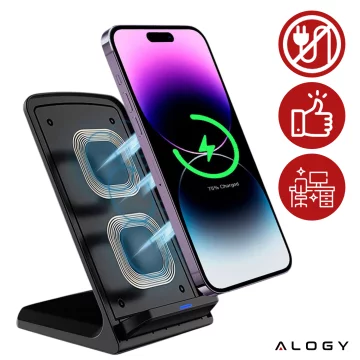 Alogy Qi Stand Charger induction wireless charger for phone stand charging station 15W Black
