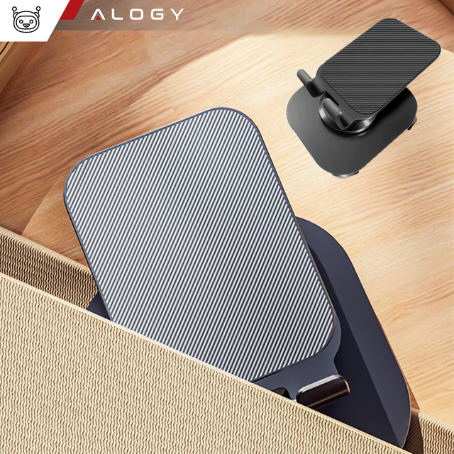 Phone Holder Tablet Stand Stand Foldable Adjustable Aluminum for Desk 4-12.9" 360 Alogy Black