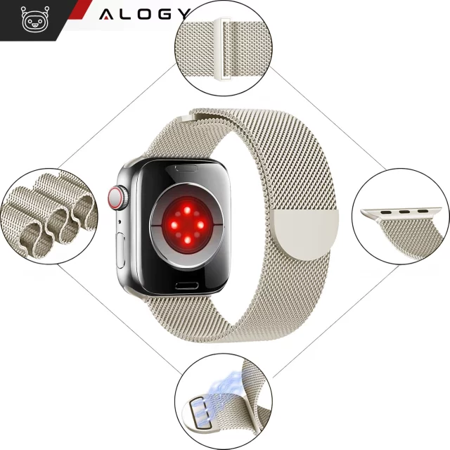 Alogy Stahlarmband für Apple Watch 38/40/41 mm Edelstahl Moonlight