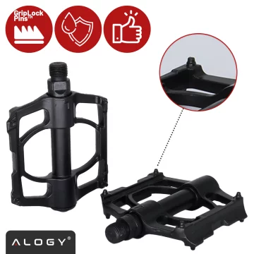 Platform bicycle pedals for MTB bicycles, aluminum 9/16" Black aluminum set [2 pcs.]