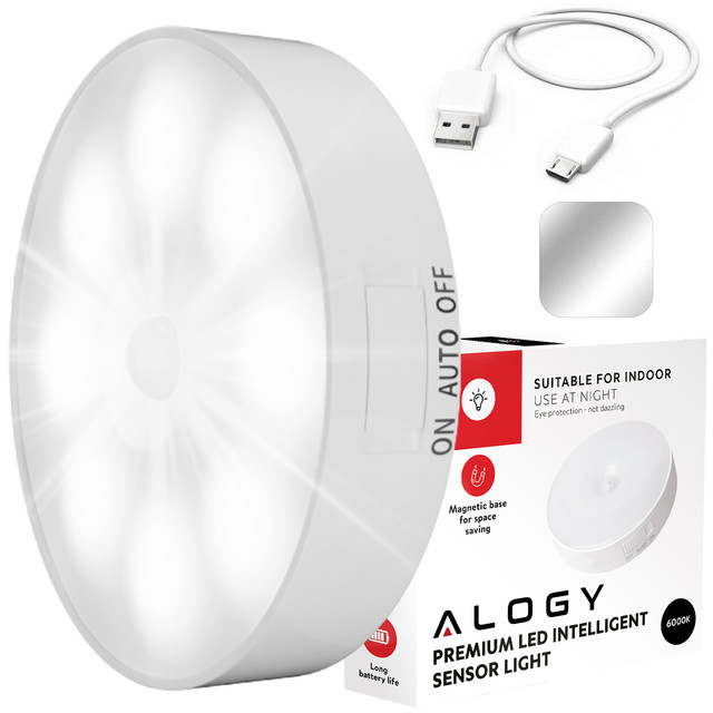 Lampka lampa LED czujnik ruchu zmierzchu nocna Alogy Sensor Light Bezprzewodowa oświetlenie meblowe Światło białe 6000k