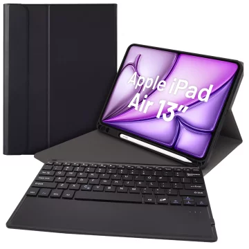 Ochranné pouzdro na klávesnici Alogy Keyboard case s prostorem pro stylus bezdrátovou klávesnici pro Apple iPad Air 13" černé sklo