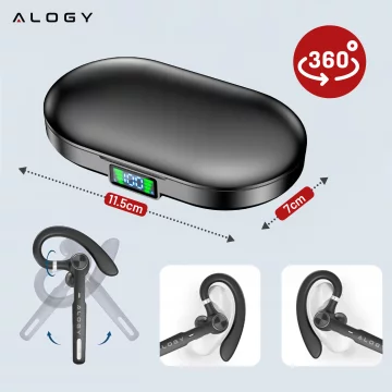 Słuchawka bezprzewodowa do rozmów Bluetooth zestaw słuchawkowy z etui ładującym G1 Alogy Czarna