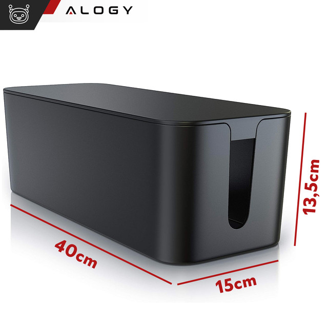 Cable organizer desk floor container cable box Alogy Box L 40cm large Black
