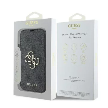 Guess 4G Metal Logo Book Case do iPhone 16 6,1″ – Black
