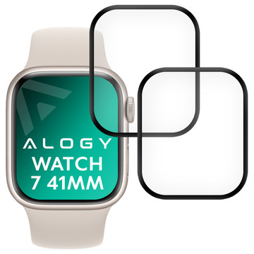 2x Elastyczne Szkło 3D Alogy do Apple Watch 7 41mm Black