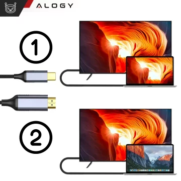 USB-C-zu-HDMI-Kabel Alogy HUB-Adapter 4K 60 Hz 200 cm 2 m Schwarz