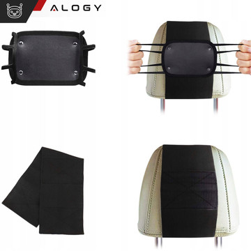 Držák na opěrku hlavy do auta pevný suchý zip pro čtečku tabletových telefonů Alogy Car flexibilní černá