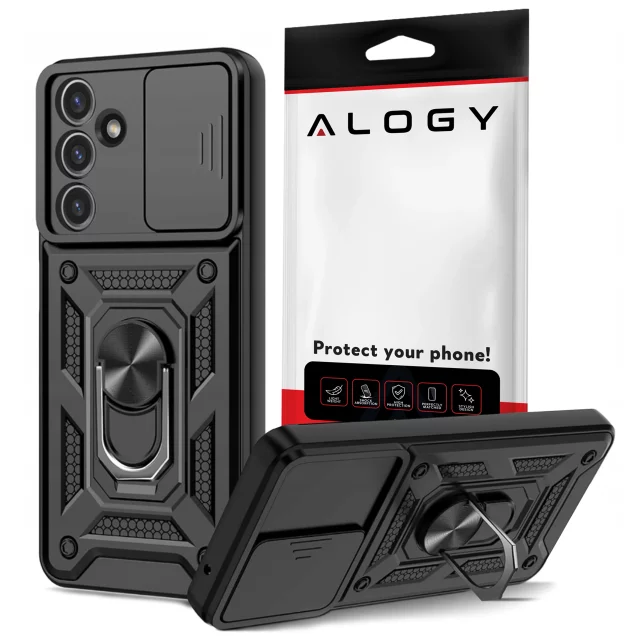 Case for Samsung Galaxy S25 armored Slide Case Ring camera protection housing Camshield Alogy black
