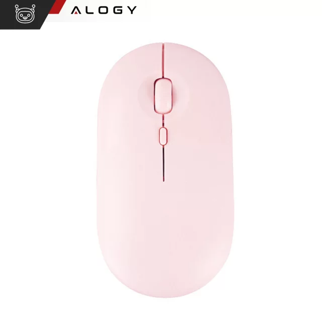Alogy Wireless Mouse Ergonomic Small Mouse for Laptop PC Bluetooth 2.4GHz Silent Pink