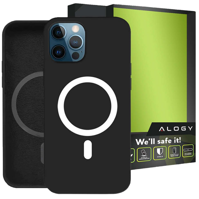 Mag Safe Alogy Hülle für Qi-Ladegeräte für iPhone 12 Pro Max Schwarz