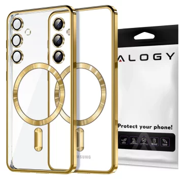 Pouzdro MagSafe pro Apple iPhone 16 Pro Max Alogy Glamour Pouzdro luxusního prstenu zlaté-průhledné