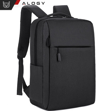 Backpack laptop bag 15.6" large waterproof with USB port Unisex 41x29x12cm for plane Alogy Backpack Black