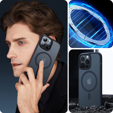 Protective case MagMat MagSafe phone case for Apple iPhone 13 Pro Matte Black Glass