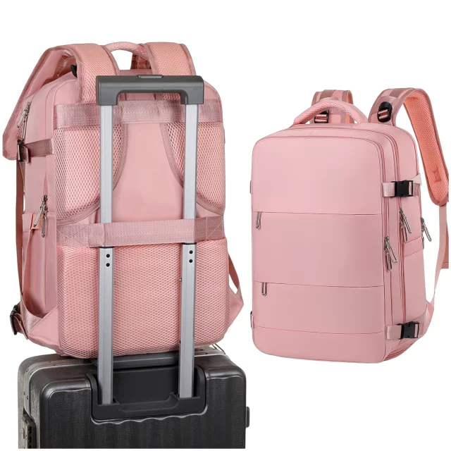 Dámský cestovní batoh na notebook do kufru Zavazadla do letadla Práce do školy 45x30x20cm Alogy Pink