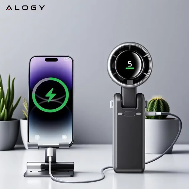 Fan Desk Fan Standing Small Circulator with Clip Cordless Handheld 500mAh USB-C Alogy White