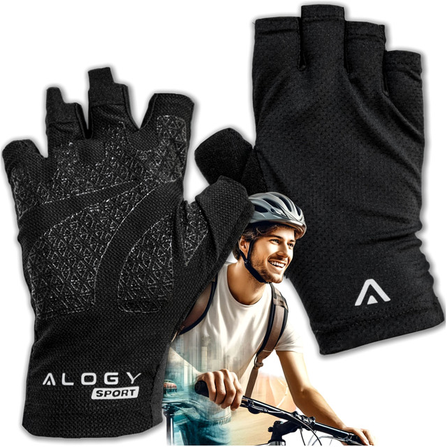 Cyklistické rukavice M krátké bezprsté pánské dámské Unisex sportovní cyklistické rukavice na MTB Gravel Kross Alogy Black