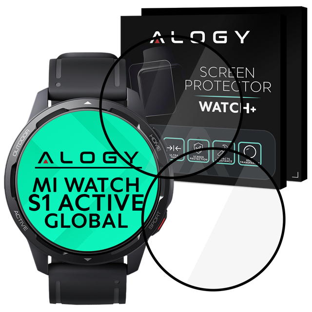 2x Alogy 3D Flexible Glass for Xiaomi Mi Watch S1 Active Global Black