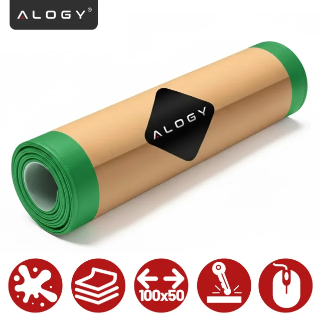 Podkładka na biurko 100×50 cm – antypoślizgowa mata ochronna z eleganckiej ekoskóry PU, pod mysz i klawiaturę, stylowa i trwała – Alogy WorkMat™ Zielona