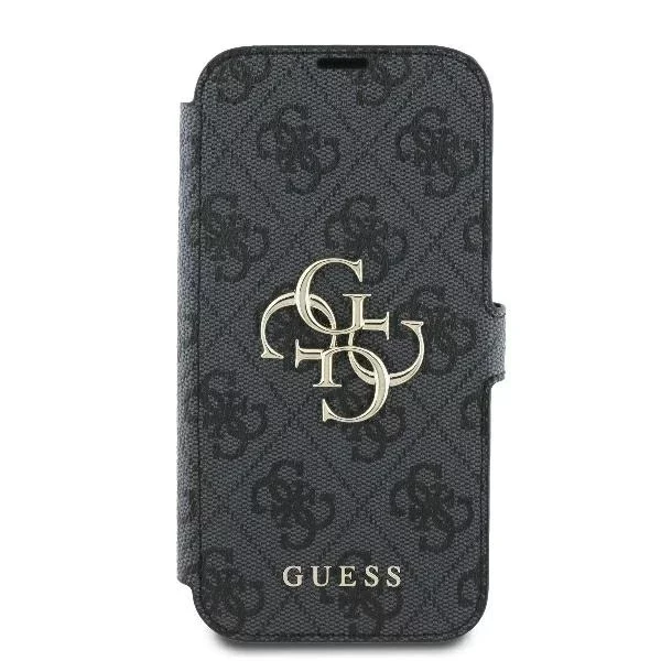 Guess 4G Metall-Logo-Schutzhülle für iPhone 16 (6,1 Zoll) – Schwarz